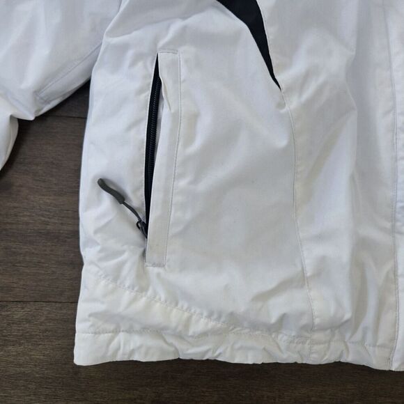 Serac Jacket Women's White Gore-Tex Hooded Full Zip Snap Ski Snowboard Size L - Picture 2 of 11